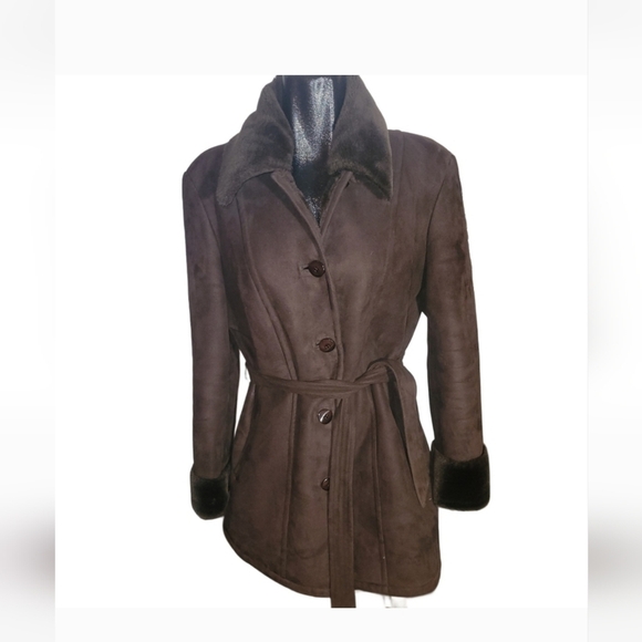 Women's Brown Suede Coat - Picture 1 of 7